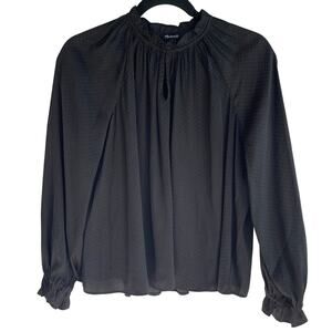 Madewell Satin Polka Dot Long Sleeve Ruffle Cuff Silky Blouse Women's Sz Small